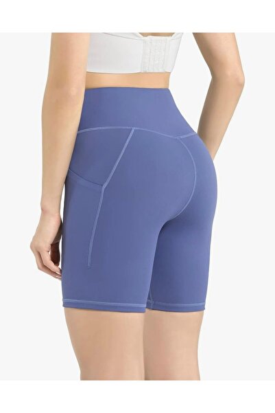OMS Pantaloni scurți sport pentru femei cu talie înaltă și buzunare