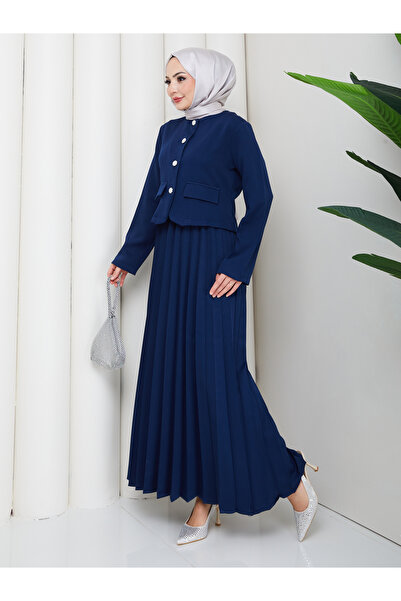 EFSUN MODA Women's Jacket with Pleated Skirt Tunic Suit