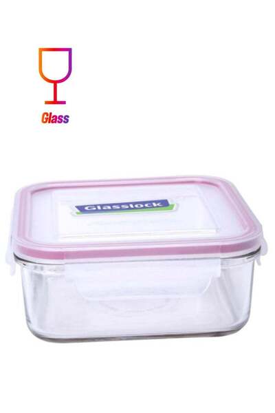 Glasslock عبوة مربعة شفافة/وردية 900 مل