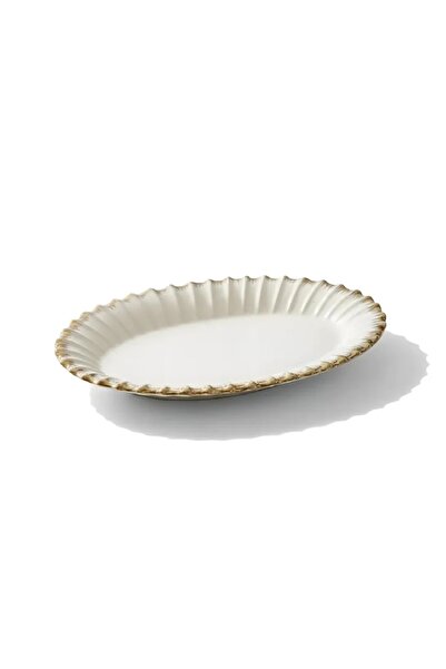 MD MİMOZA DEKOR Line Gold Oval Presentation Plate / Tableware / Serving - 39X...