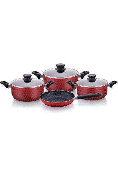 Parfait 7-Piece Printed Non-stick Cookware Set Red and Black