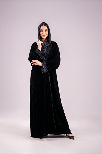 Abay Winter velvet abaya - black color
