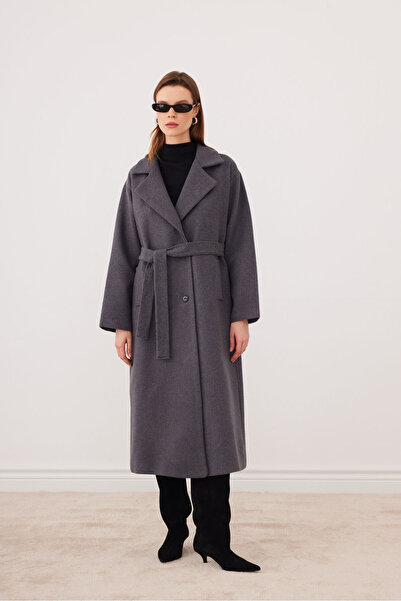 SevdeUgur Women's Cashmere Coat Oversize Long Belted Lined Comfortable Fit – ...