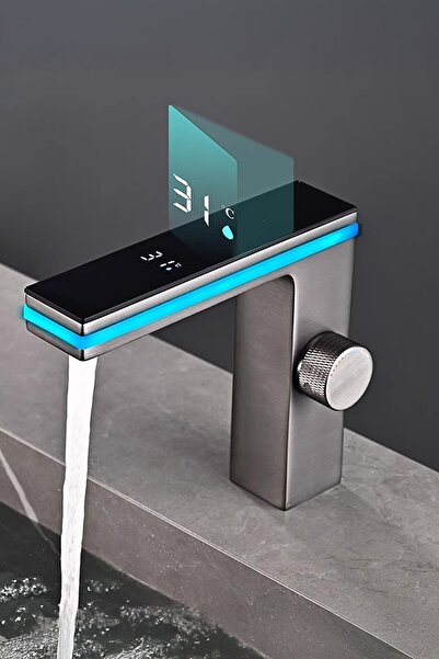 Konk Tools Premium Digital Display Waterfall Flow Sink Faucet - Heat-Sensitiv...