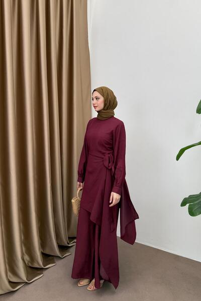 QUQA Asimetrik Aller Tulum - Bordo