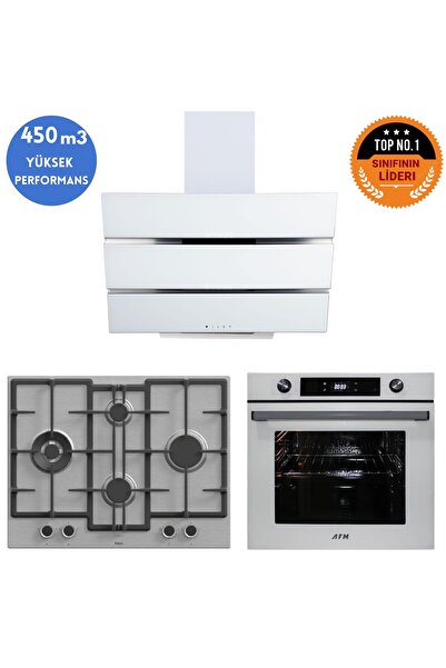 Ferre ve AFM Tech MARKA GR Turbolu İnox - Beyaz Dijital Ankastre Set (ED071-W...