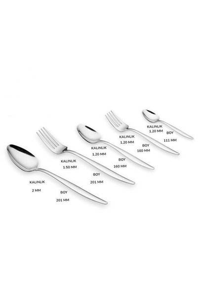 aktaş home 30-Piece 6-Person Fork and Spoon Set Pointed Model (BOXED)