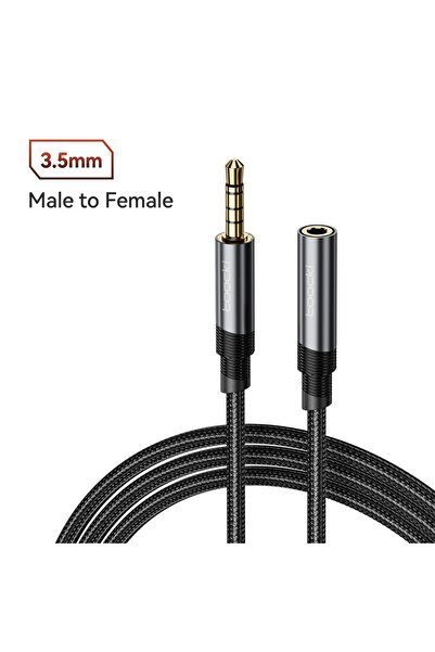 Toocki Grey 1m 3.5 Audio Extension Cable Jack 3.5mm Male to Female Car Audio ...