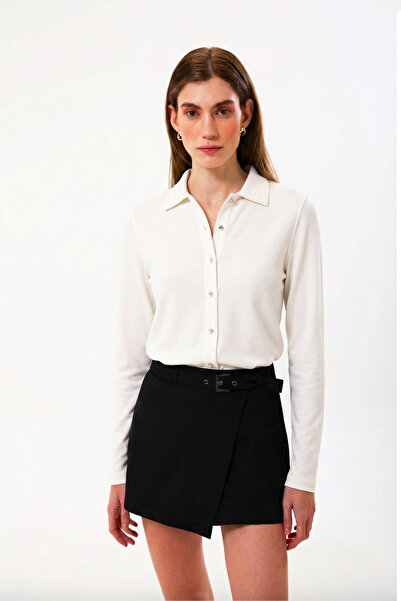 UNIQVIBE 100% Organic Cotton White Slim Fit Women's Shirt