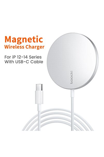 Toocki White Magnetic Wireless Charger 15W Fast Charging Wireless Phone Charg...