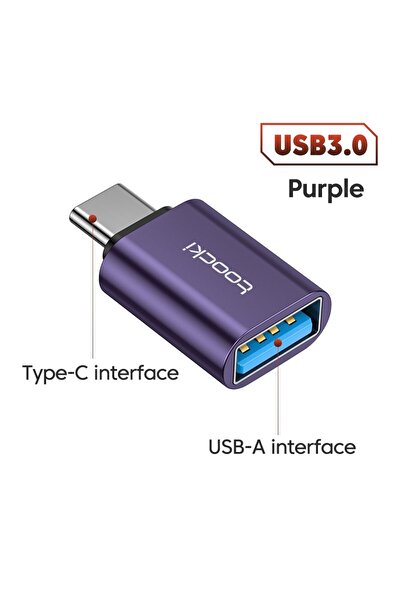 Toocki USB to C Purple OTG USB 3.0 To Type C Adapter Micro To Type C Male To ...