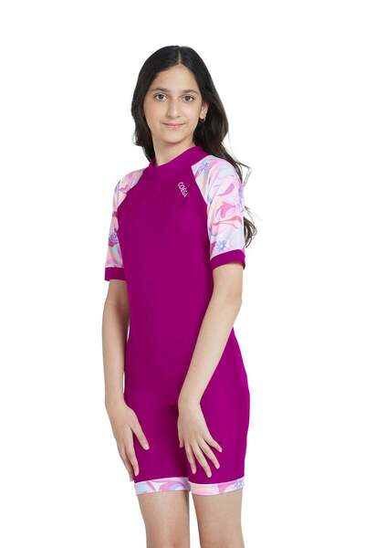 Coega Girls Youth One-piece Swimsuit - Purple Groovy Splashes