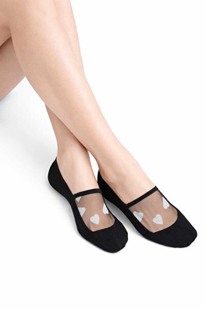 çorapcım Women's Black Detailed 3-Piece Tulle Socks Thin