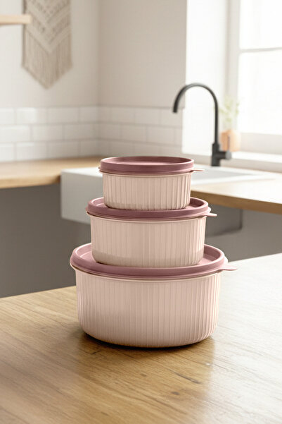 Kitchen Life 3-Piece Round Storage Container Set (1X300-1X600-1X1500Mll) Micr...