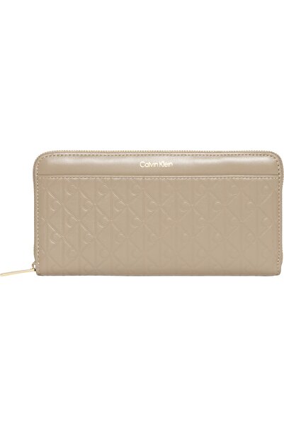 Tommy Hilfiger EMBLEM AOP EMBOSSED LONG WALLET OS VFU Desert Taupe