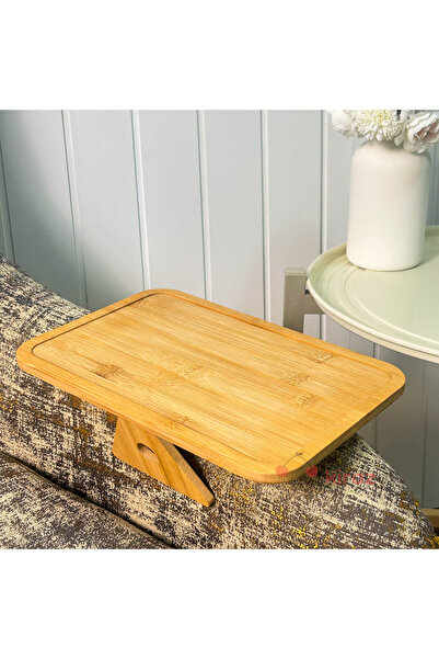 KirazEv Koltuk Kenarı Tepsisi, Bambu Koltuk Yanı Sehpası, Kolçak Sehpası Kuma...