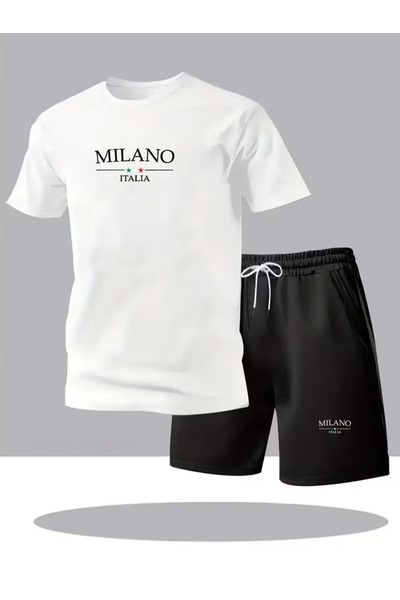 PAVRO Set pantaloni scurți oversize unisex, set de două piese, pantaloni scur...
