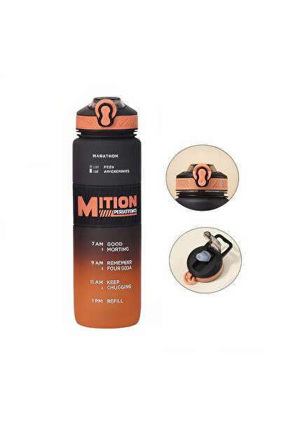 Bsr Water bottle with straw, for sports, flip-top lid, hour graduations, plas...