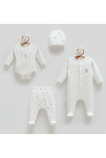 Caramell Family Star 4-Piece Hospital Release Set - Ecru 100% Cotton