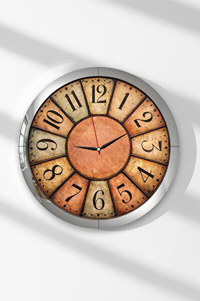 Zevahir Mobilya Dekorasyon Ceas de perete rotund din MDF cu tonuri de cupru ș...