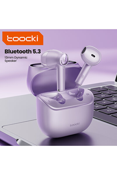 Toocki Purple ENC Bluetooth 5.3 Headphones TWS HiFi Sound Stereo Earphones wi...