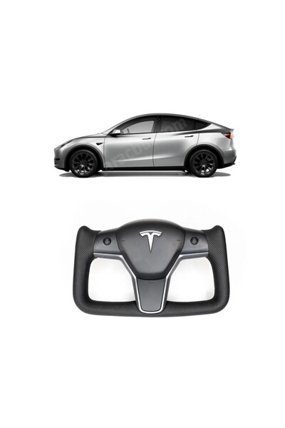 RAMM Tesla Model Y - Model 3 Yoke Stil Direksiyon Simidi - Alcantra Siyah Der...