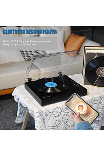 Generic Vinyl Records LP Turntable Retro Record Player Built-in Speakers Vint...