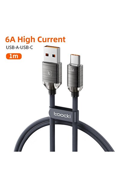 Toocki كابل USB من النوع C رمادي اللون بطول 1 متر وقوة 6 أمبير لشحن سريع بقدر...