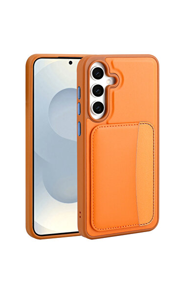 zore Galaxy A36 Case with Card Holder Sys X-Kart Silicone Cover - Orange