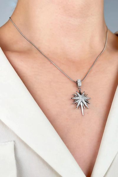 Sose Moda Polar Star Steel Necklace - Silver