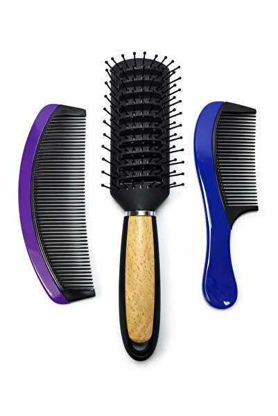 OEM Set Perie Profesională de Păr cu Mâner din Lemn + 2 Piepteni – Descurcare...