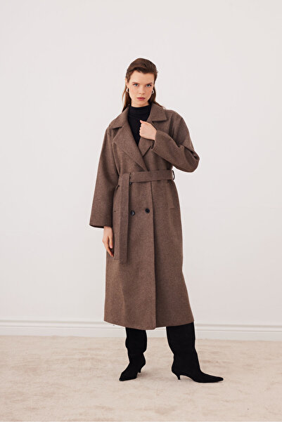 SevdeUgur Women's Cashmere Coat Oversize Long Belted Lined Comfortable Fit – ...