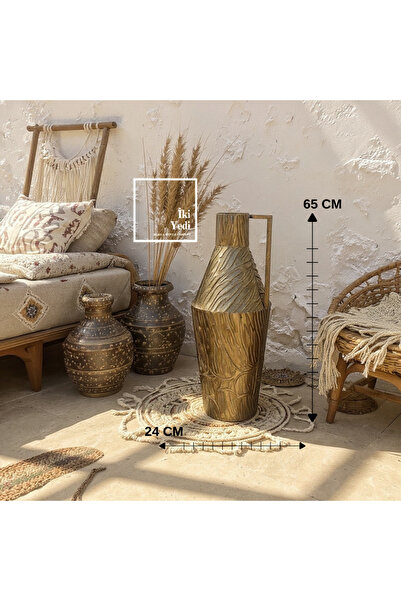 İki Yedi Konsept Cleanthes Bronz Tonlu Kulplu Antik İbrik Figürü Dekoratif Va...