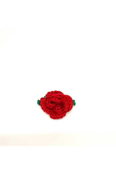 OEM Crocheted martisor – Red rose, brooch type