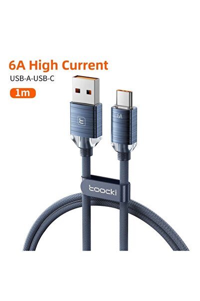 Toocki كابل USB من النوع C أزرق بطول 1 متر وقوة 6 أمبير لشحن سريع بقدرة 66 وا...