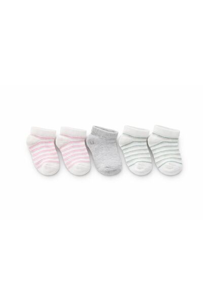 SOLDE SOCKS مجموعة من 5 جوارب قطنية يومية للأطفال - مخططة وذات نمط عادي، ناعم...