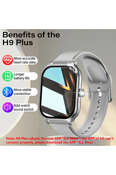 Choice H9 Plus-Silver H9 New Smart Watch 2.01 Inch HD Display Answer Make Cal...