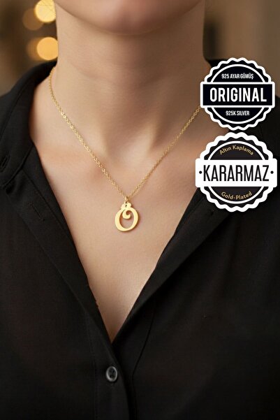 Jewelmim Gümüş Ö Harfli Kolye 18 Ayar Sarı Altın Kaplama Gümüş Harf Kolye 925...