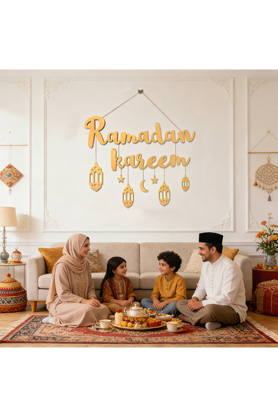 Pomefar Wooden Ramadan Decoration, Ramadan Hanging Set with 3m Rope, Ramadan ...