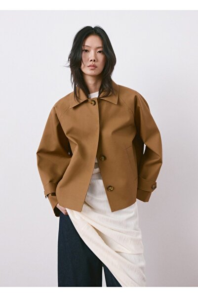 MANGO Woman Kısa oversize trençkot