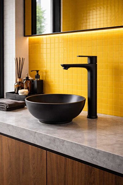 luxury faucet Siyah Çanak Lavabo Bataryası Ağır Malzeme Lüx Yüksek Lavabo Bat...