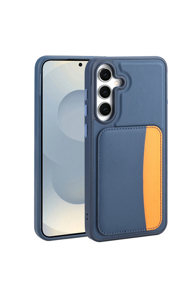 zore Galaxy A26 Case with Card Holder Sys X-Kart Silicone Cover - Navy Blue
