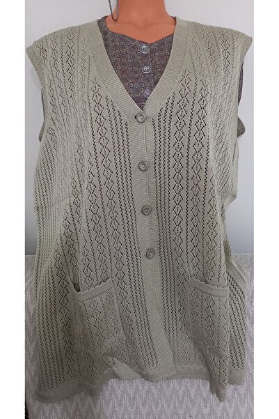 Anne Er Clothing Seasonal Knitwear Vest Double Pocket Buttoned Beige