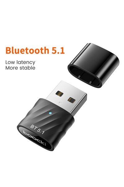 Toocki محول بلوتوث 5.1 أسود اللون يعمل بمنفذ USB، جهاز استقبال صوتي، مكبر صوت...