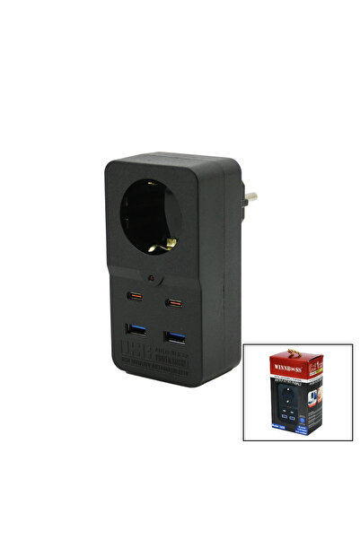 shopwave Thermal Current Protected 1X Power Outlet 2X USB 2X Type-C Wall Moun...