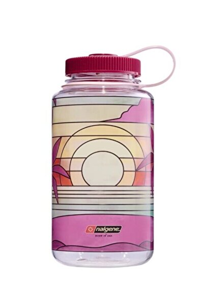 NALGENE كوب زجاجي شفاف بسعة 32 أونصة بتصميم غروب الشمس