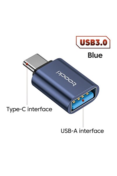 Toocki USB to C Blue OTG USB 3.0 To Type C Adapter Micro To Type C Male To US...