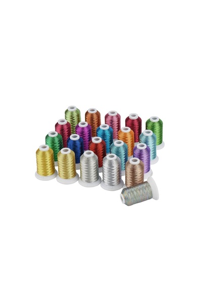 Simthread Embroidery Thread Set 21 Spools - 500 m, Metallic Colors