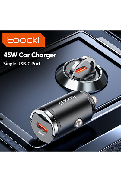 Toocki شاحن سيارة أسود من توكي بقوة 45 واط بمنفذ USB-C، شحن سريع للهواتف، شاح...