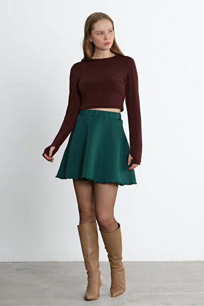 LADYA COLLECTION Зелена мини пола Рива с волани